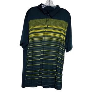 Under Armour The Playoff Polo | 2XL | Green Yellow Striped | HeatGear